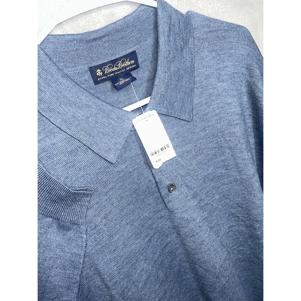Brooks Brothers Extra Fine Italian 100% Merino Wool Vintage Made in HK  Blue XL